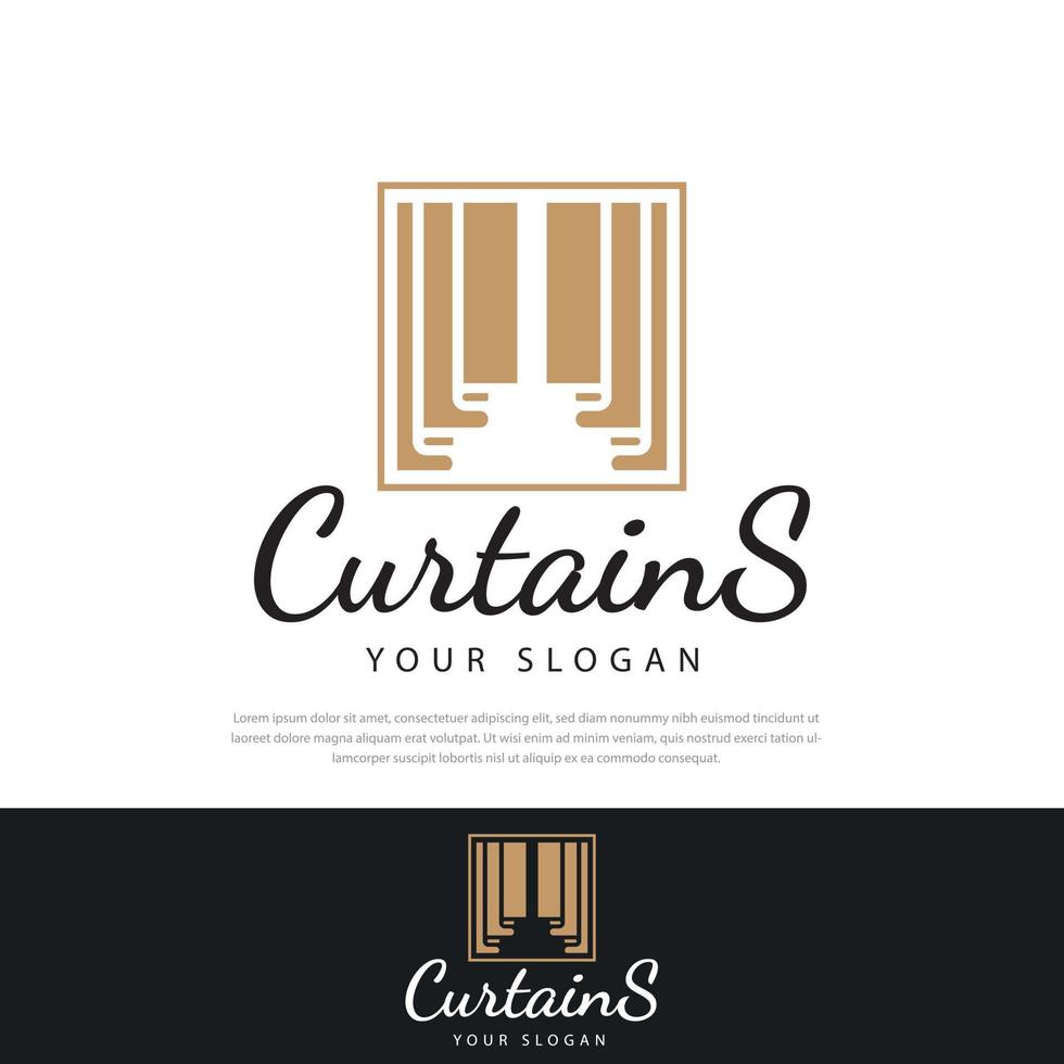 Premium curtain logo line art style with vector illustration design