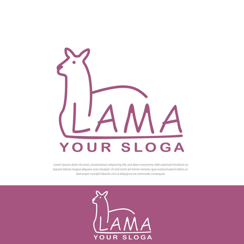 Lama stylized line  logo vector illustration