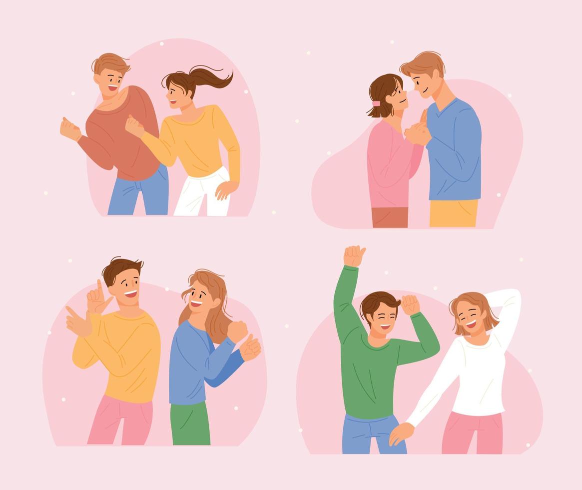 las parejas bailan felices. vector