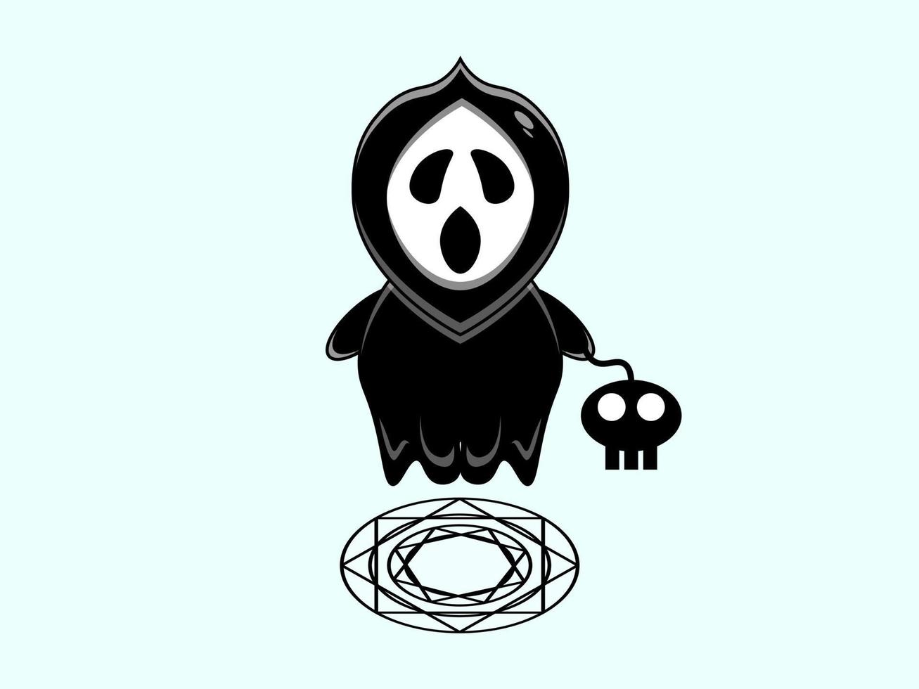 Cute ghost character vector cartoon illustration