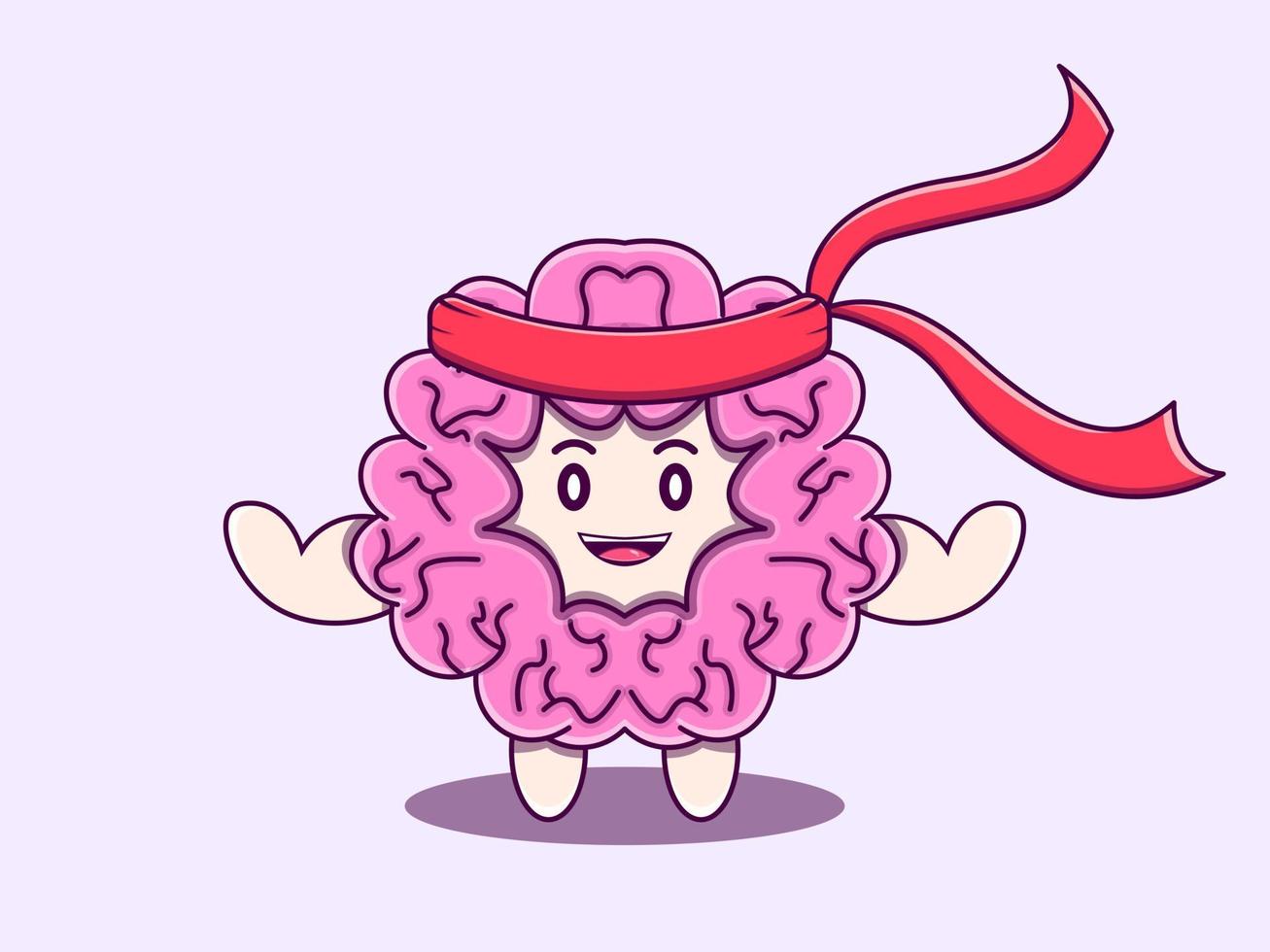 Brain character vector cartoon icon illustration