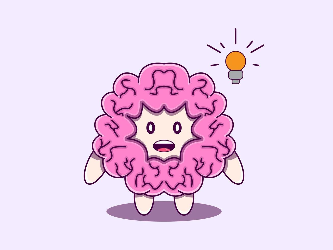Brain character vector cartoon icon illustration