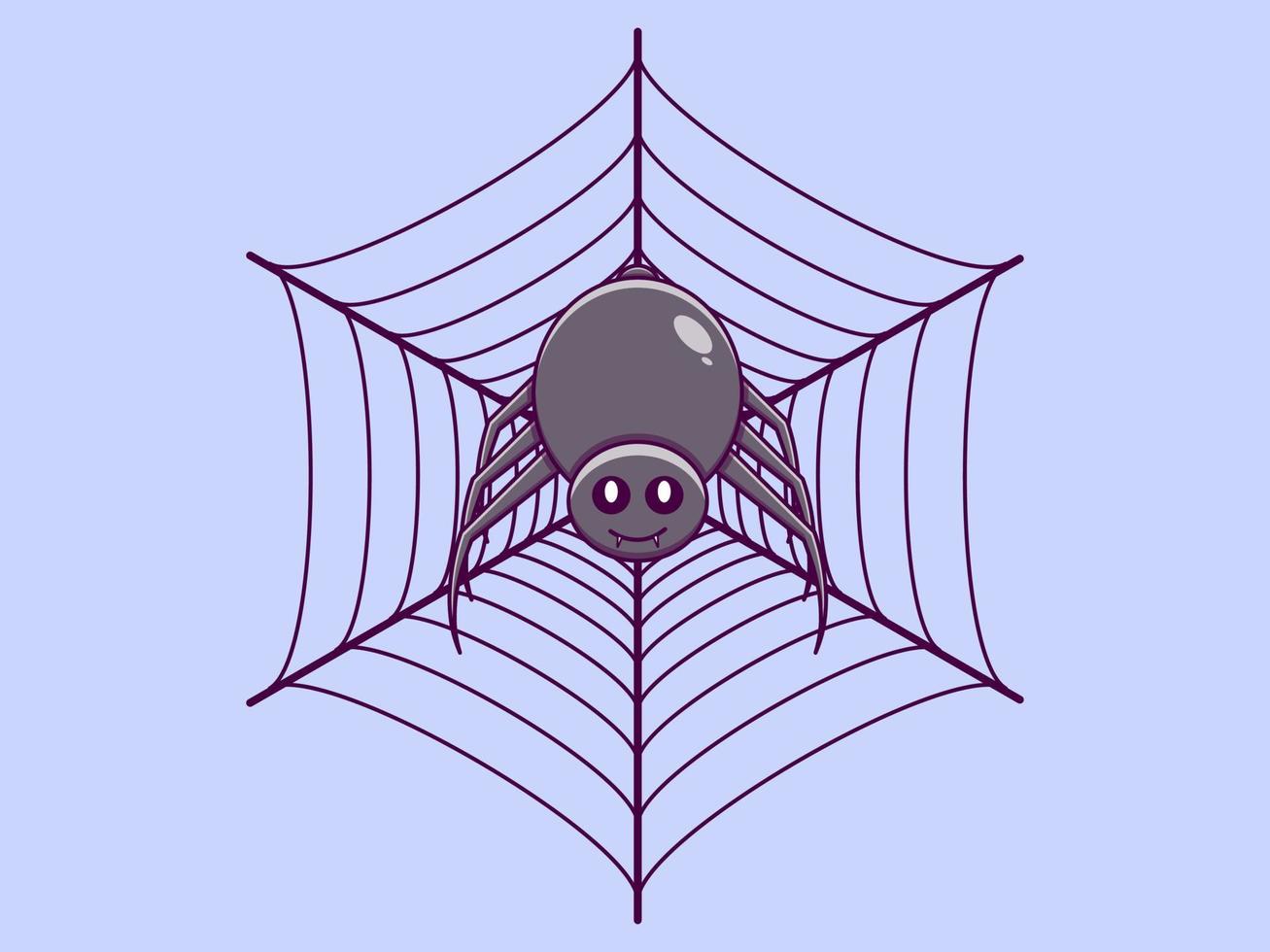 Cute spider hanging character vector icon illustration. Isolated flat design.