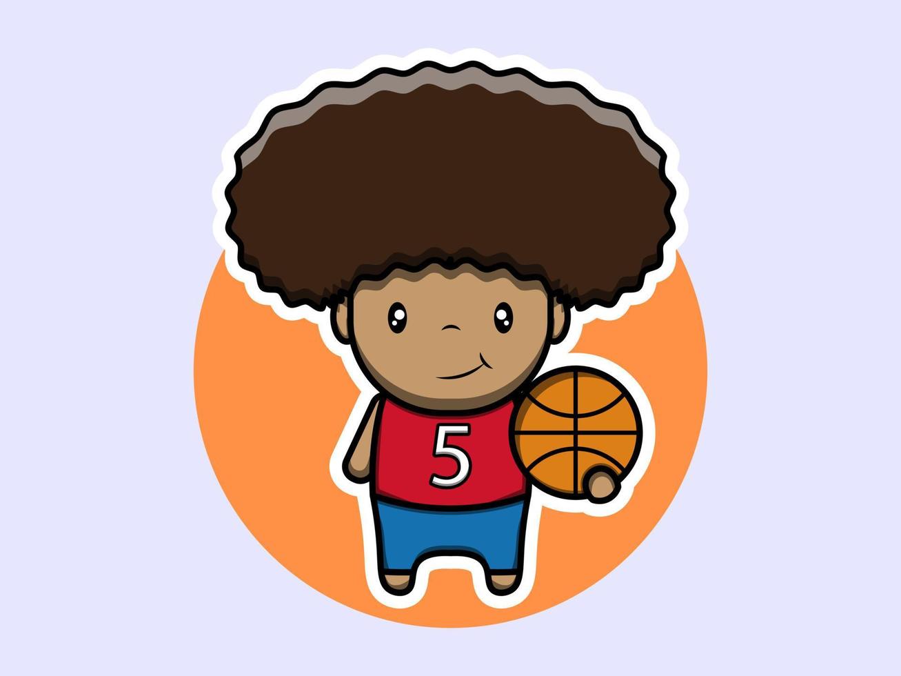 Ilustración de icono de vector de personaje de jugador de baloncesto lindo. diseño plano aislado.