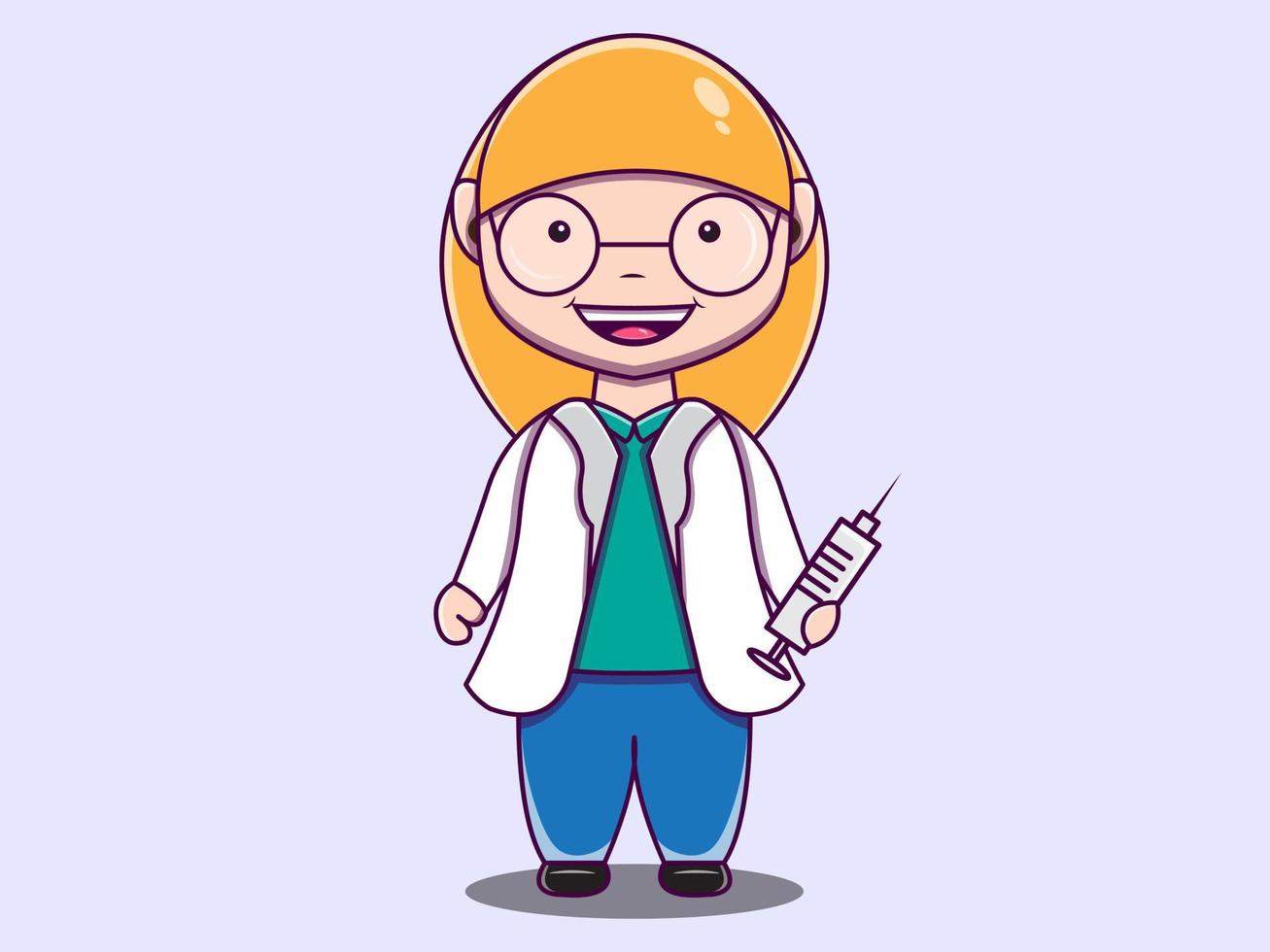 cute doctor character vector cartoon illustration