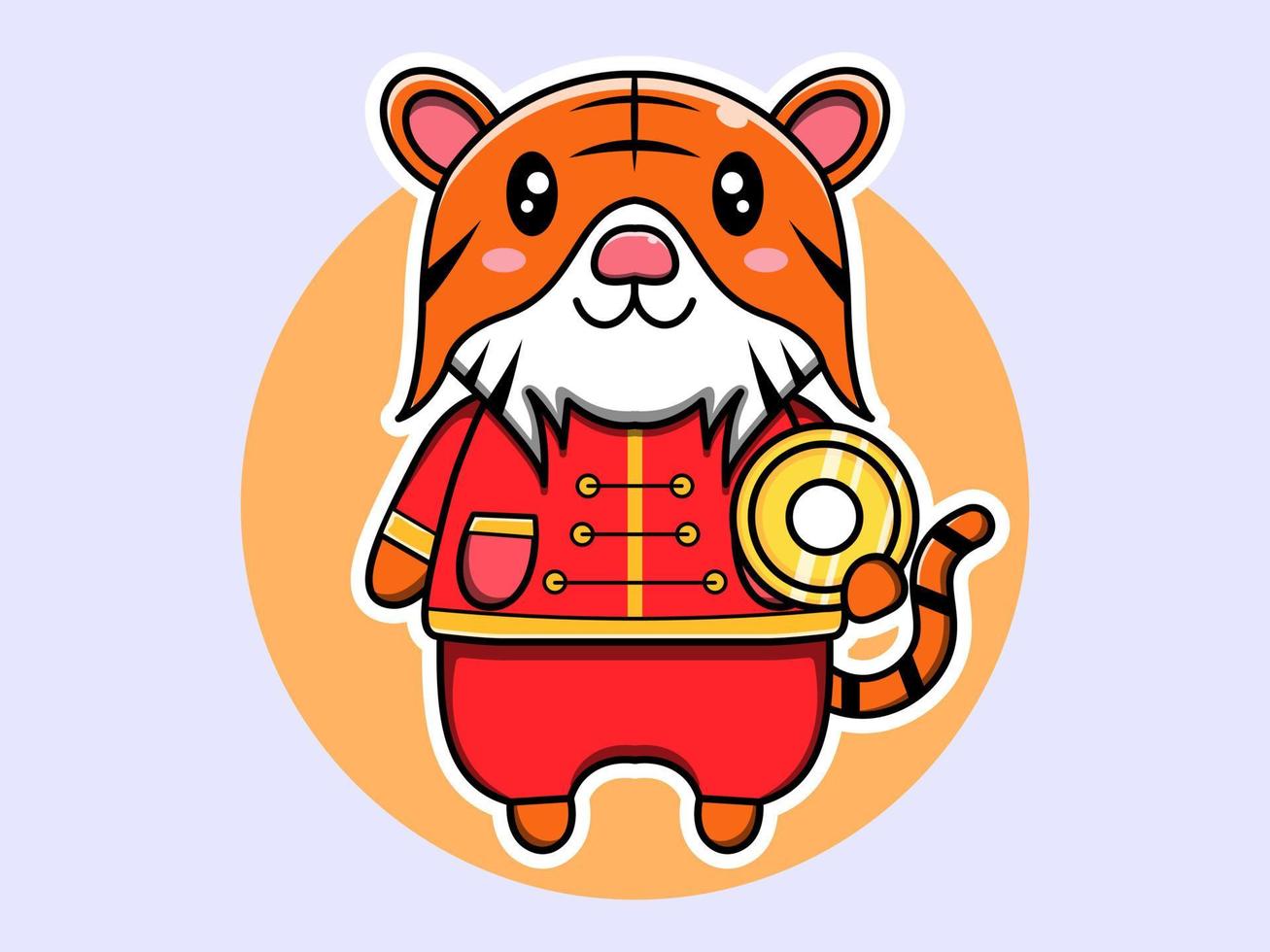 Cute Tiner chinese new year character vector icon illustration. Isolated flat design.