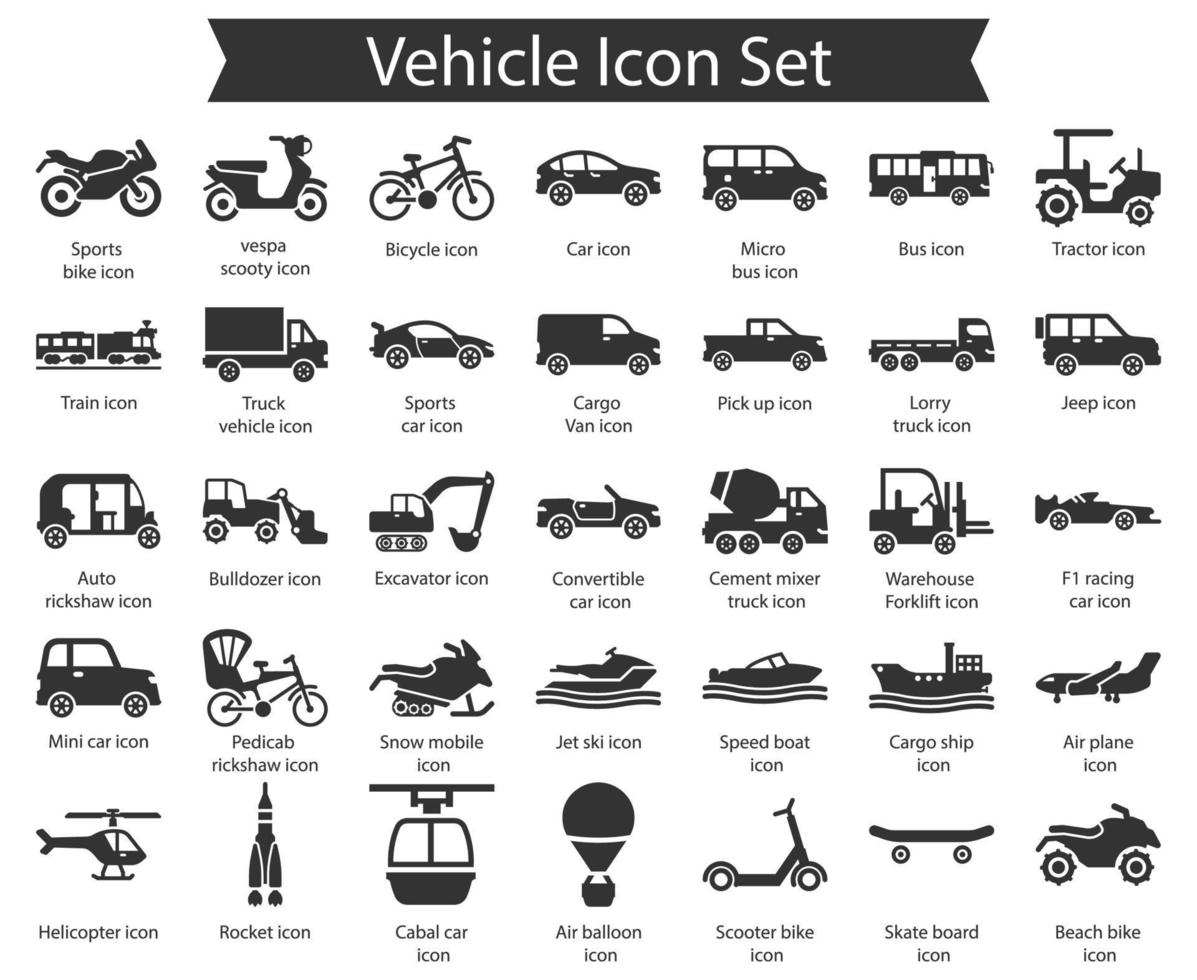 paquete de iconos de vehículos vector