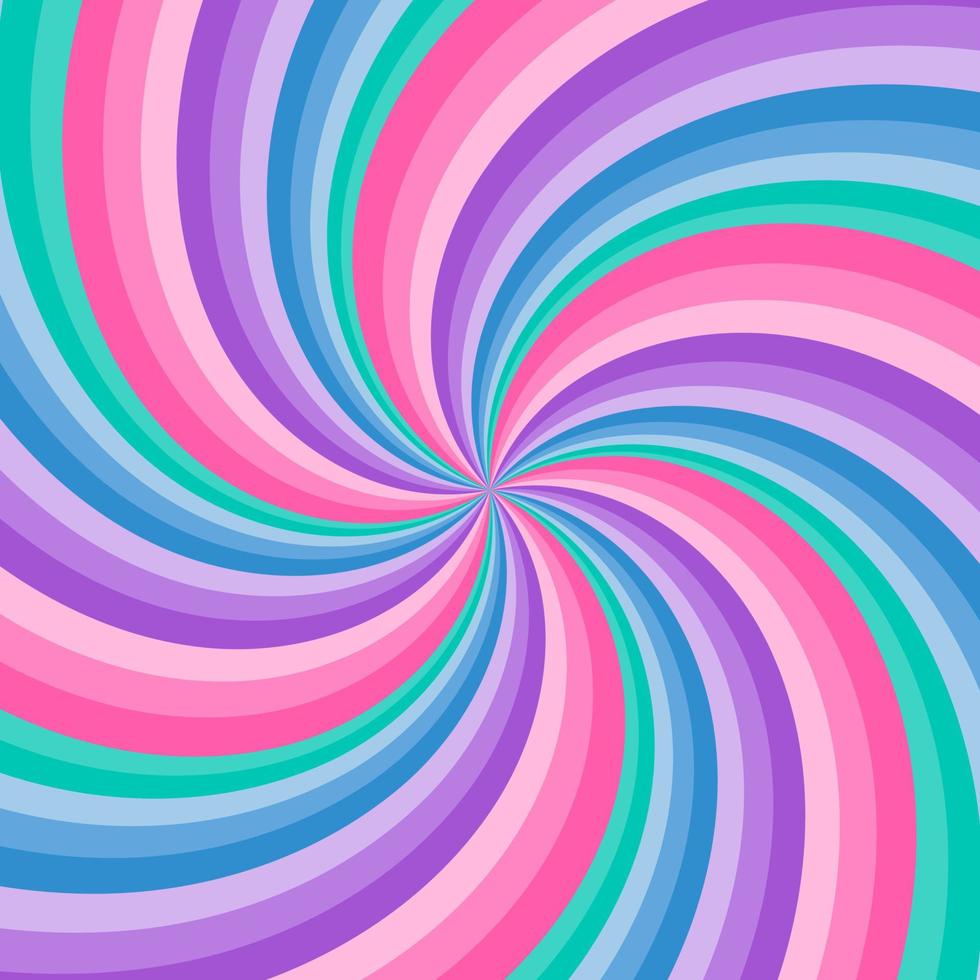 Rainbow swirl background. Radial gradient rainbow of twisted spiral. Vector illustration.