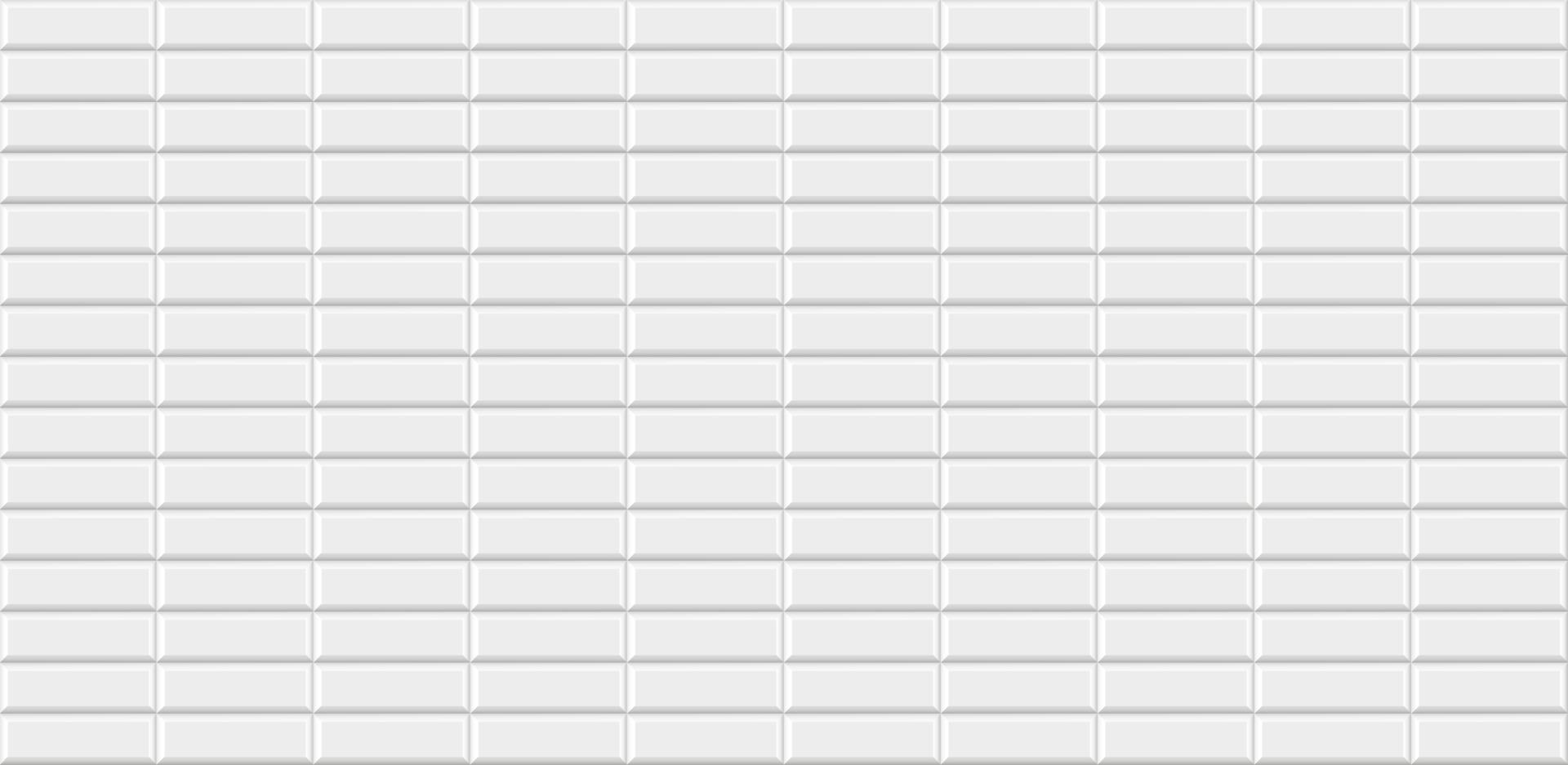 Subway tile pattern. Metro white ceramic bricks background. Vector realistic illustration.