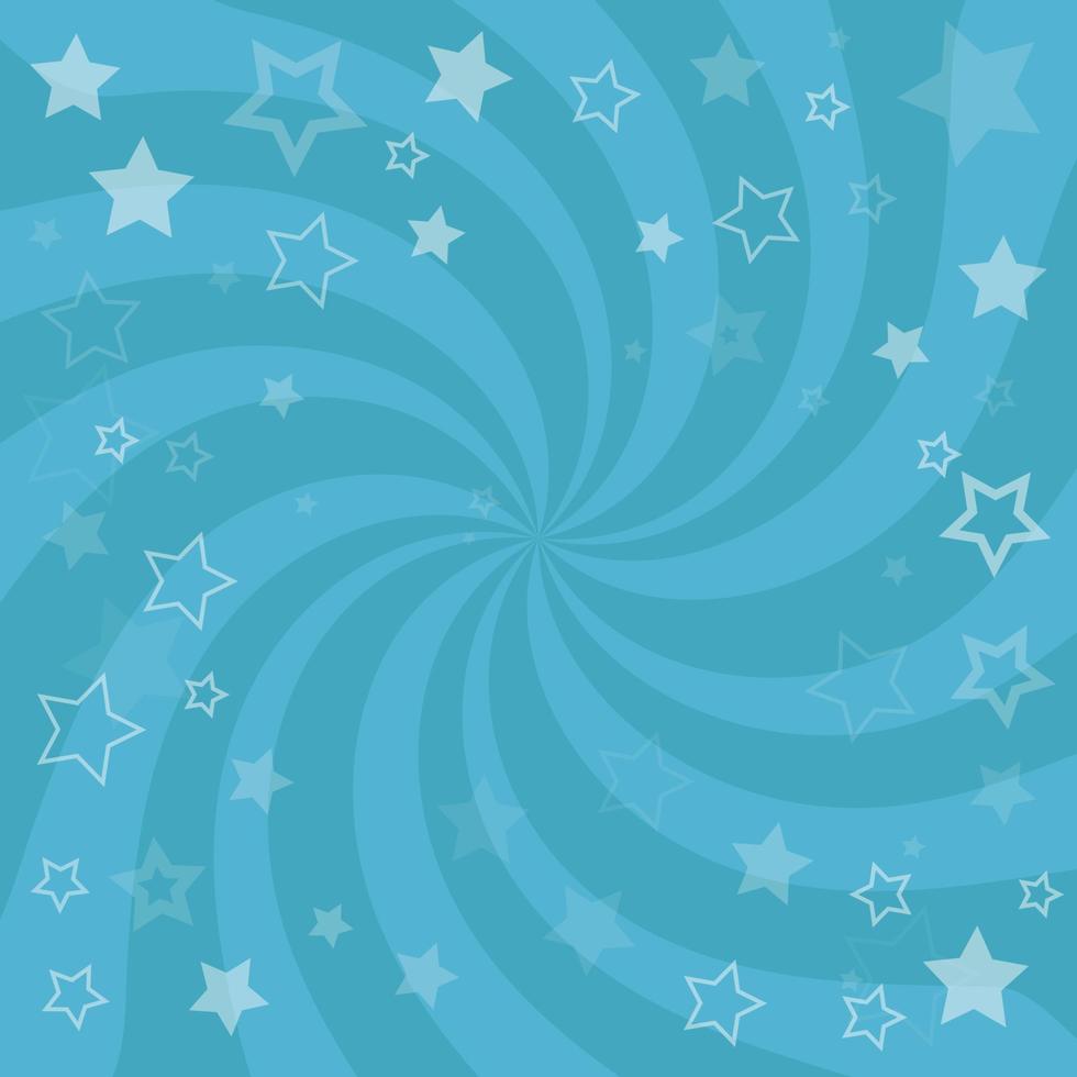 Fondo de remolino azul con estrellas. Espiral radial torcida. ilustración vectorial. vector