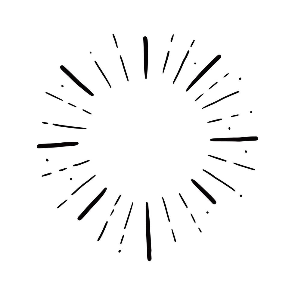 Hand drawn sunburst shine ray. Doodle vector
