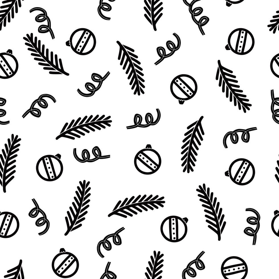 Christmas doodle ball seamless pattern vector