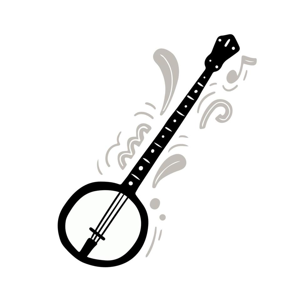 Hand drawn flat style banjo vector