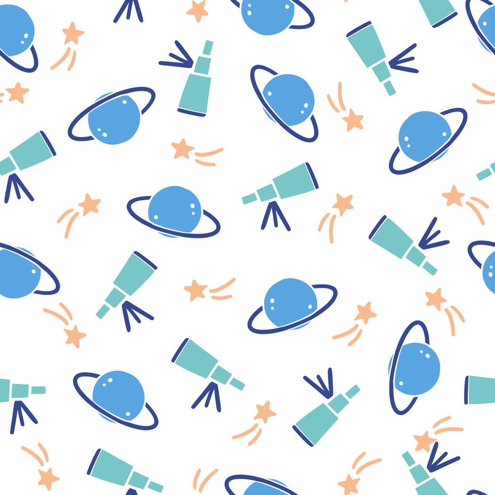 Cute childish seamless pattern of space vector