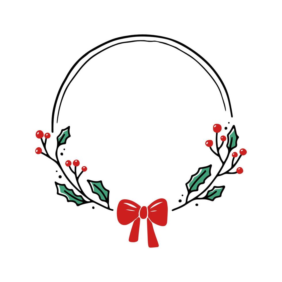 Chrirtmas floral frame with circle shape vector