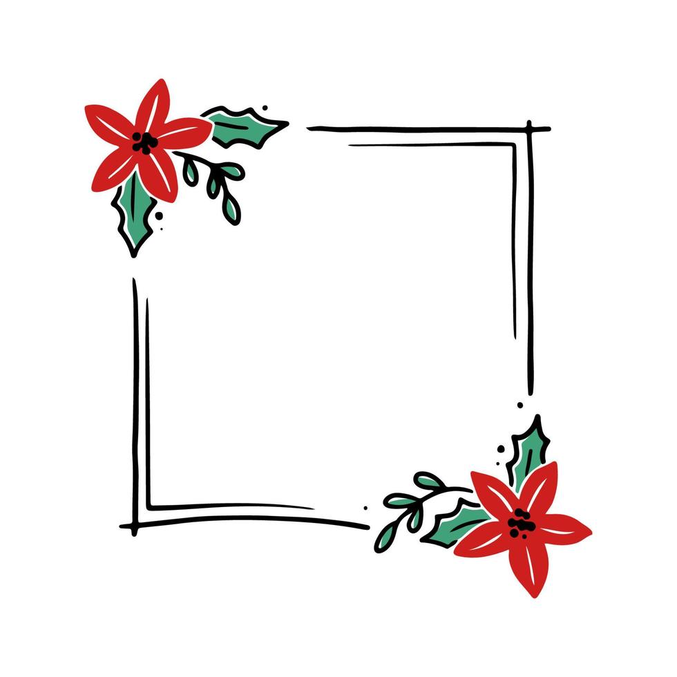 marco floral de navidad con forma de rectángulo vector