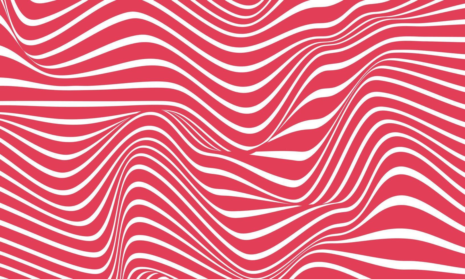 Fondo de rayas abstractas en rojo y blanco con patrón de líneas onduladas. vector