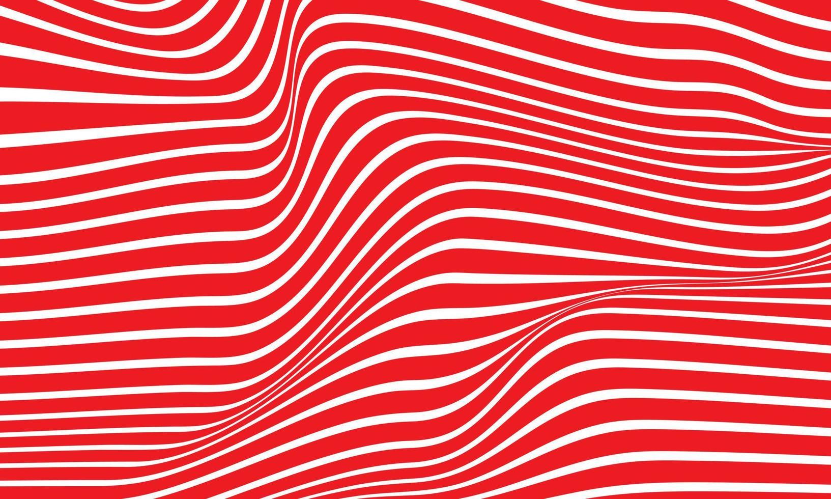 Abstract stripe background in red and white with wavy lines pattern. vector