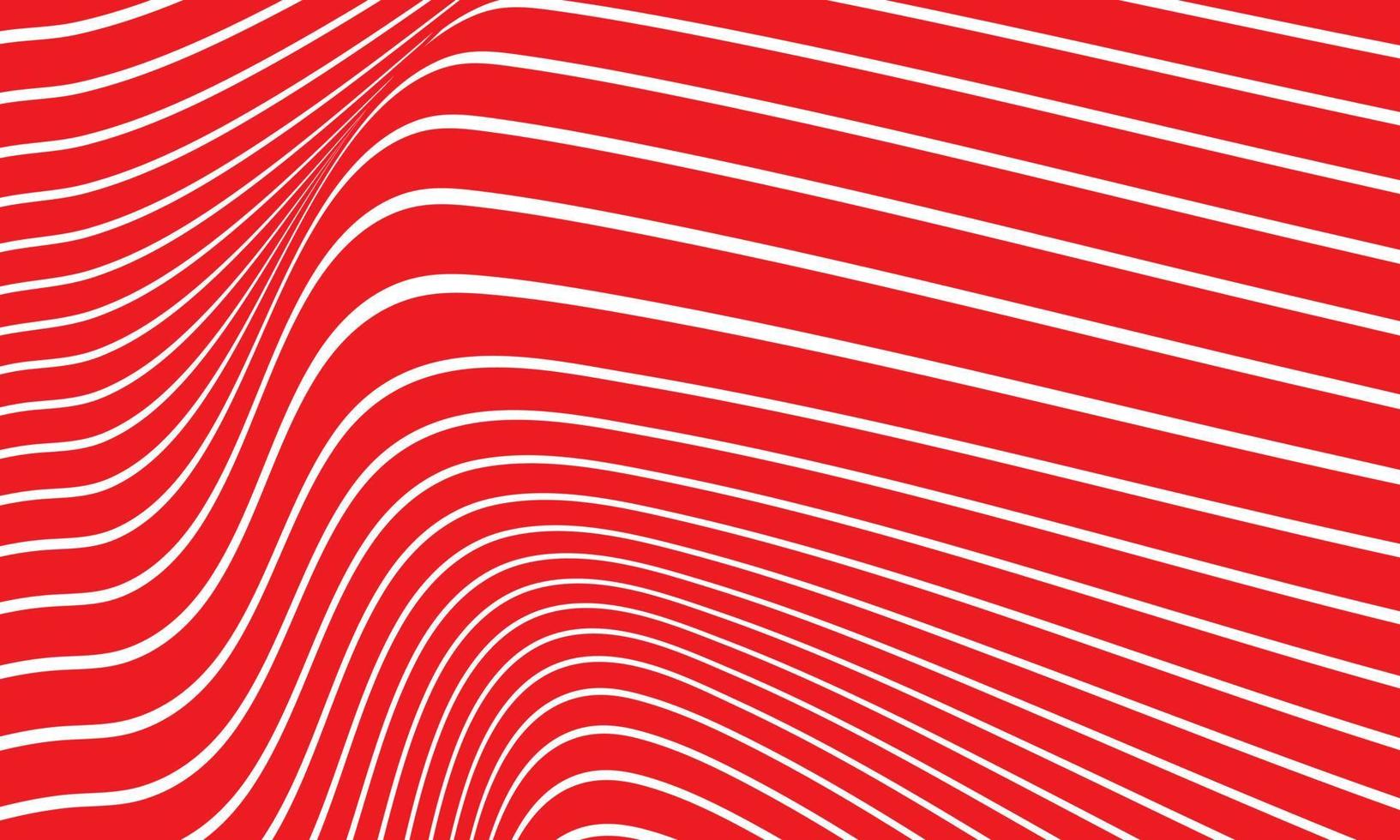 Fondo de rayas abstractas en rojo y blanco con patrón de líneas onduladas. vector