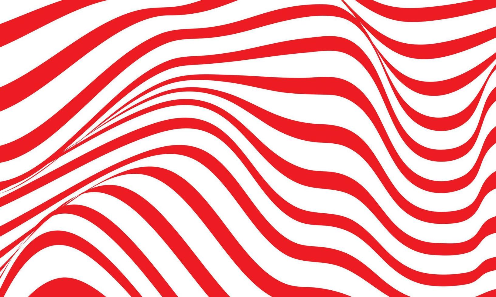 Abstract stripe background in red and white with wavy lines pattern. vector