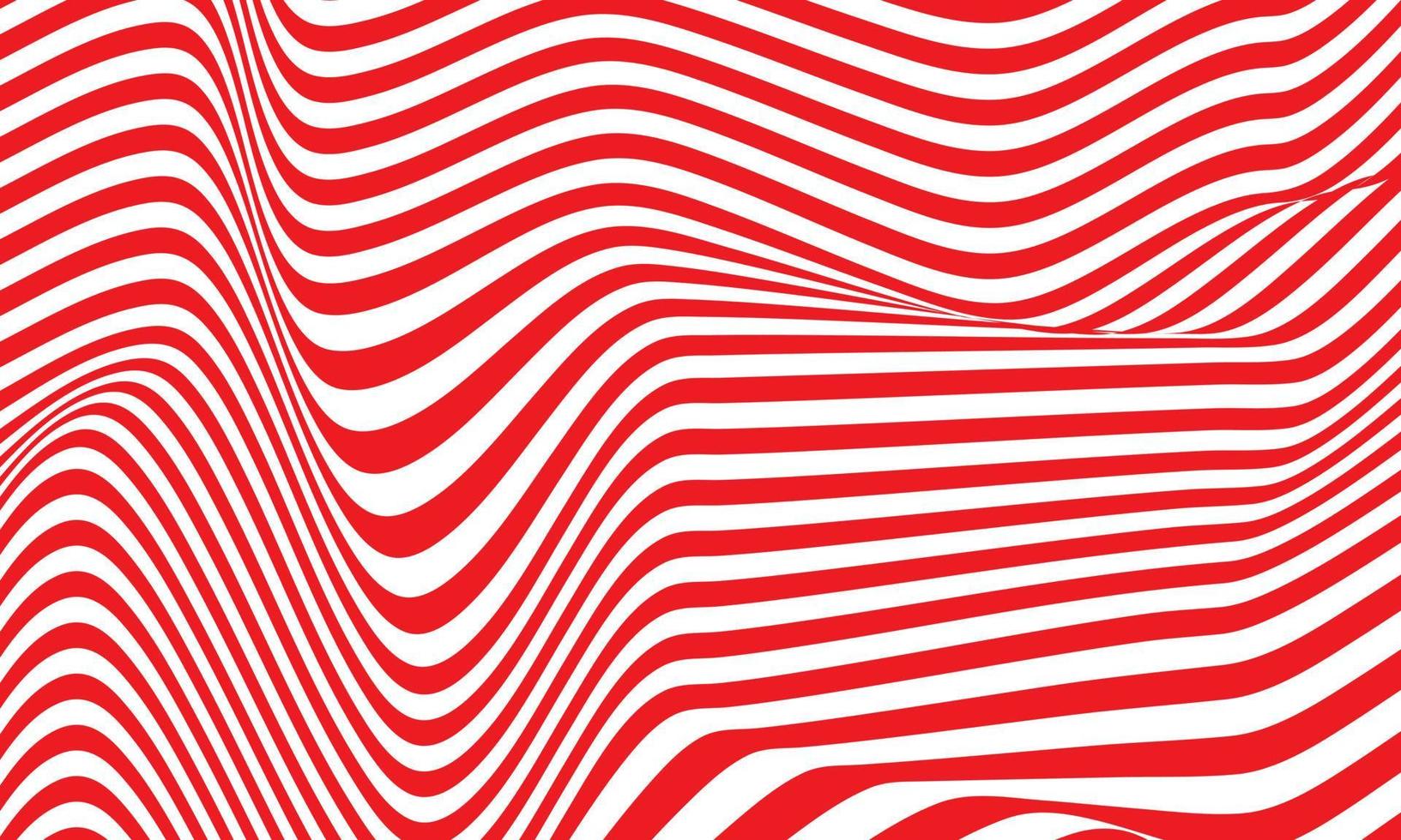 Abstract stripe background in red and white with wavy lines pattern. vector