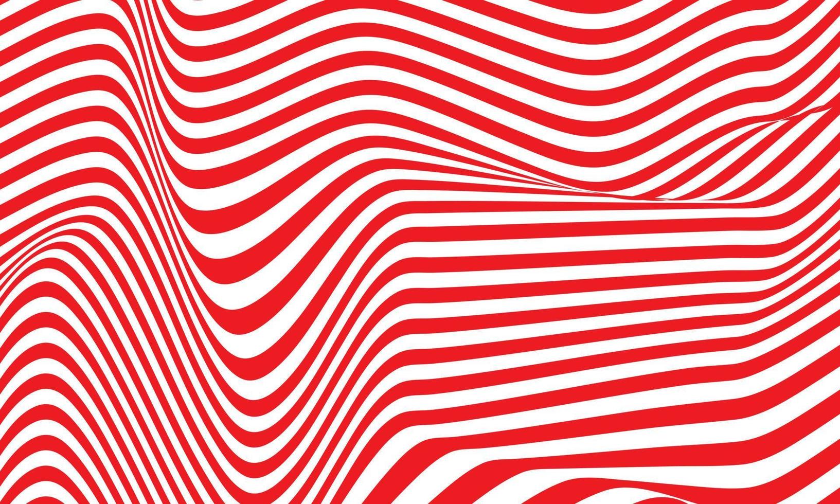 Fondo de rayas abstractas en rojo y blanco con patrón de líneas onduladas. vector