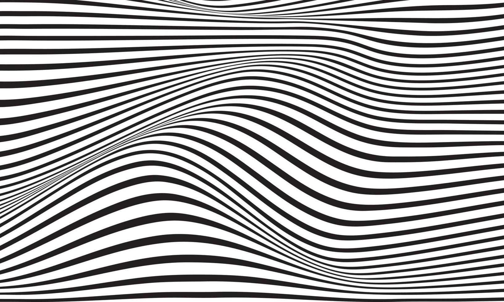 Fondo de rayas abstractas en blanco y negro con patrón de líneas onduladas. vector