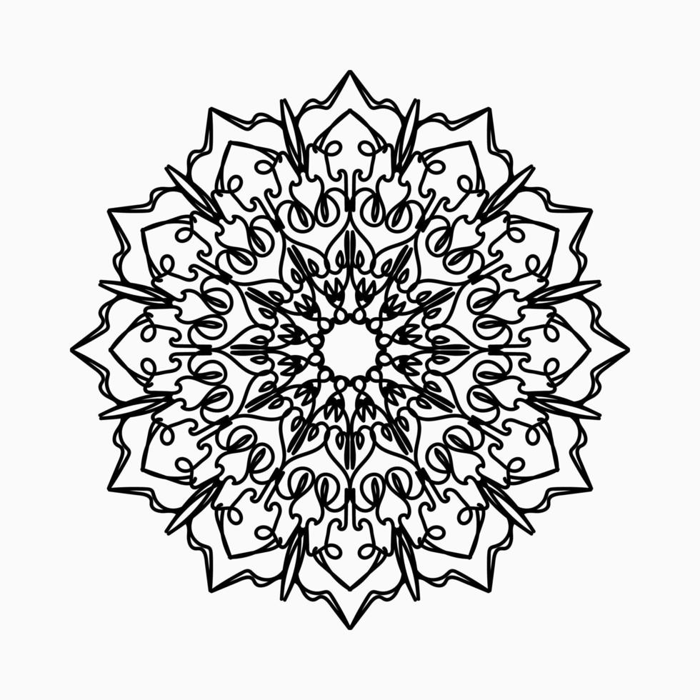 Patrón circular en forma de mandala con flor para decoración de tatuaje de mandala de henna. vector