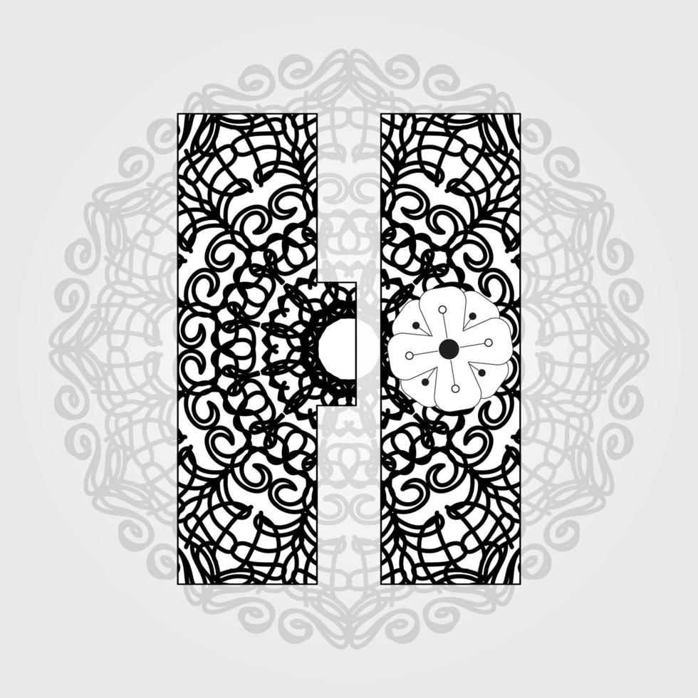 Letter with Mandala flower. decorative ornament in ethnic oriental style. coloring book page. vector
