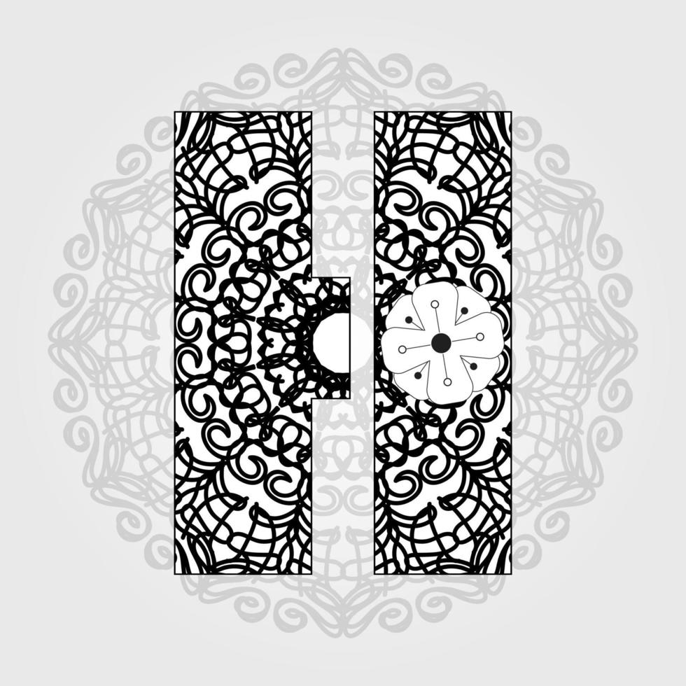 Letter with Mandala flower. decorative ornament in ethnic oriental style. coloring book page. vector