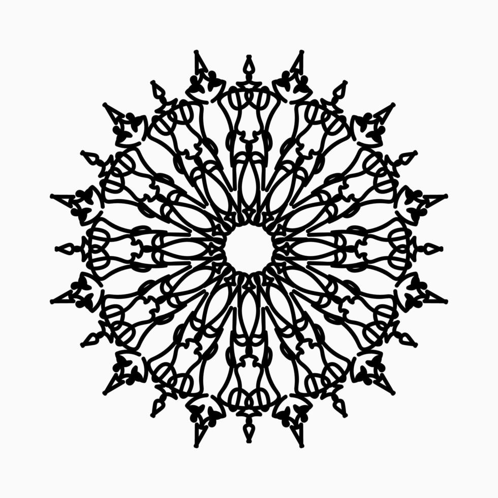 Patrón circular en forma de mandala con flor para decoración de tatuaje de mandala de henna. vector