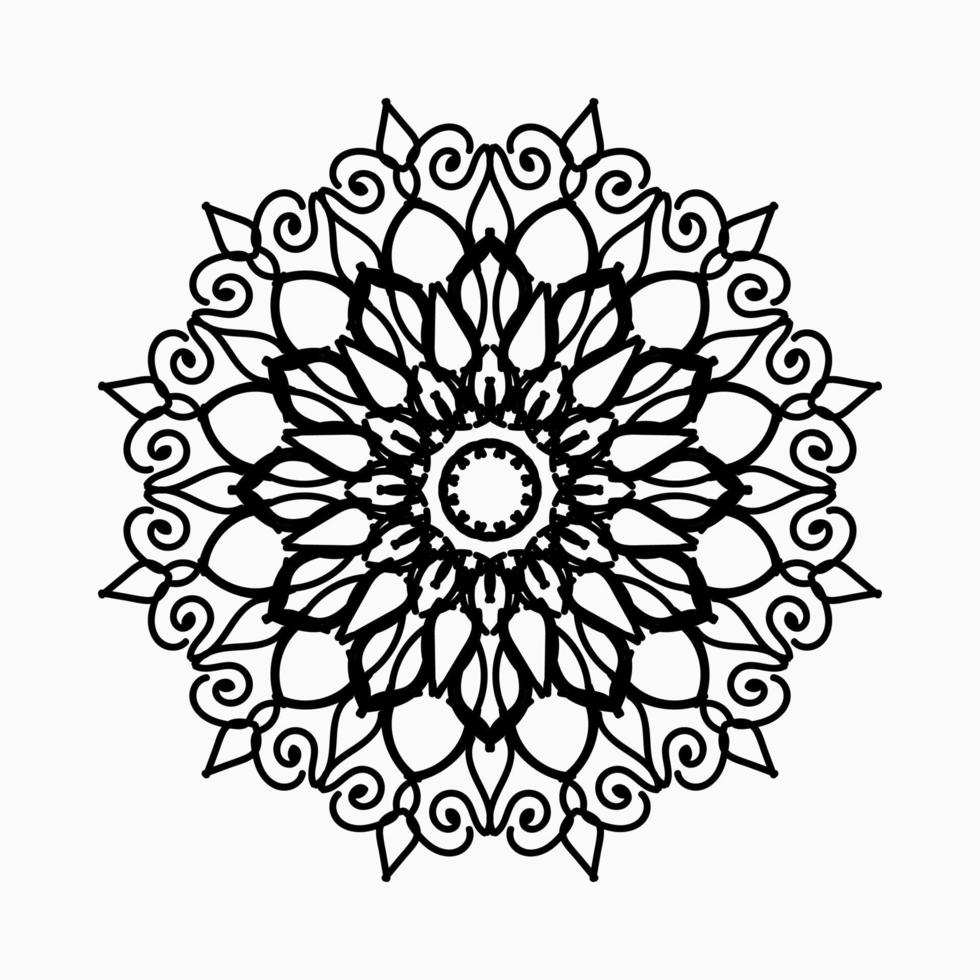 Patrón circular en forma de mandala con flor para decoración de tatuaje de mandala de henna. vector