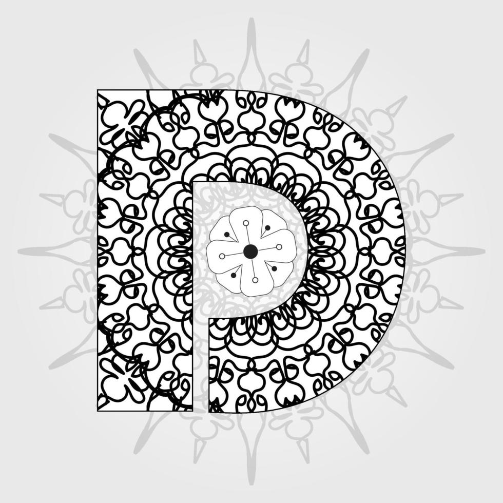 carta con flor de mandala. adorno decorativo en estilo étnico oriental. página de libro para colorear. vector