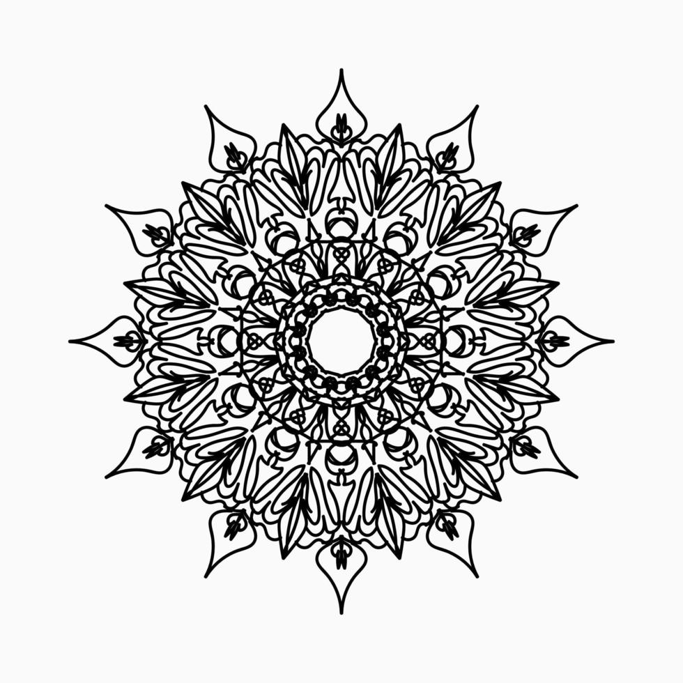 Patrón circular en forma de mandala con flor para decoración de tatuaje de mandala de henna. vector