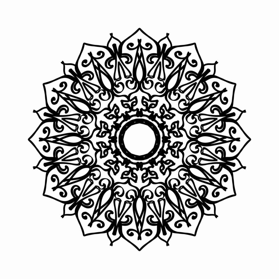 Patrón circular en forma de mandala con flor para decoración de tatuaje de mandala de henna. vector