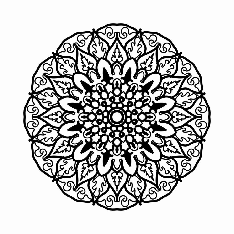 Patrón circular en forma de mandala con flor para decoración de tatuaje de mandala de henna. vector