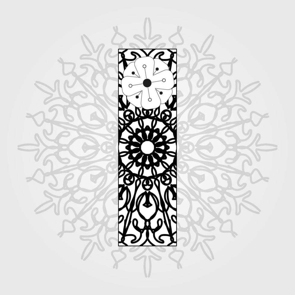 Letter with Mandala flower. decorative ornament in ethnic oriental style. coloring book page. vector