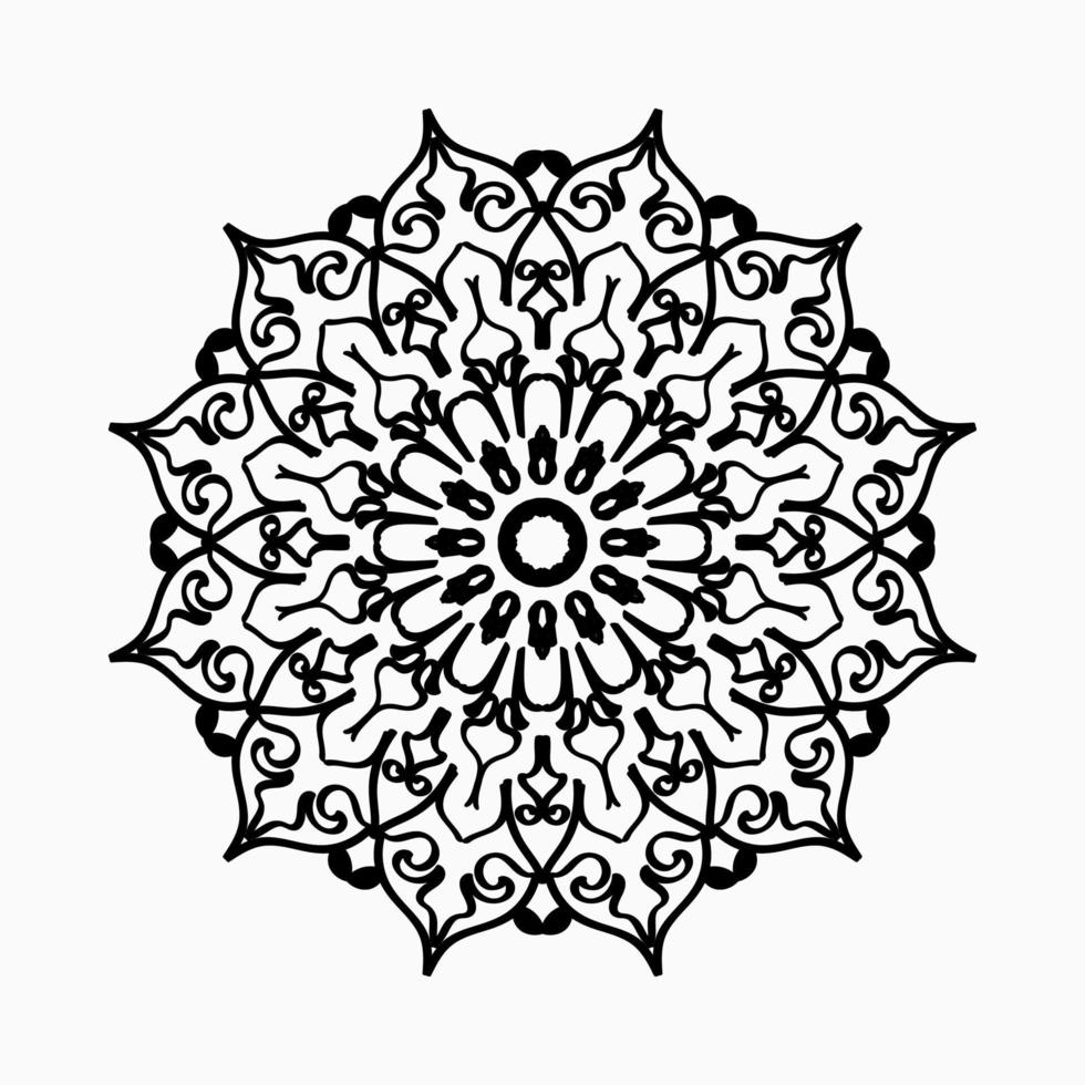 Patrón circular en forma de mandala con flor para decoración de tatuaje de mandala de henna. vector