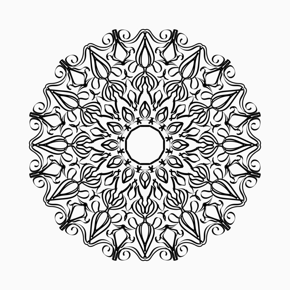 Patrón circular en forma de mandala con flor para decoración de tatuaje de mandala de henna. vector