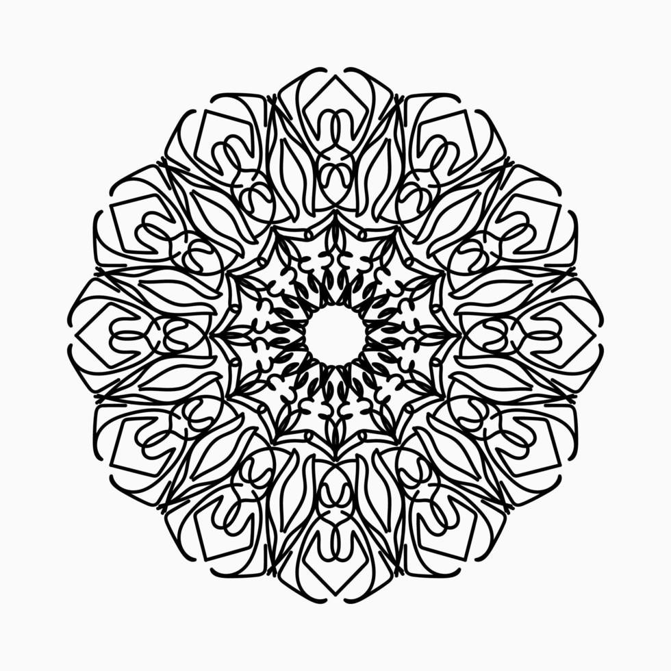 Patrón circular en forma de mandala con flor para decoración de tatuaje de mandala de henna. vector