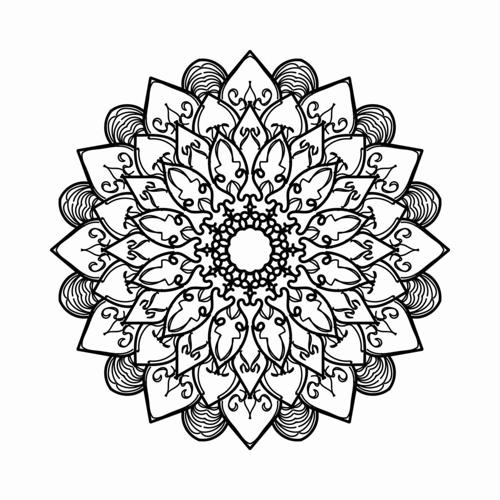 Patrón circular en forma de mandala con flor para decoración de tatuaje de mandala de henna. vector