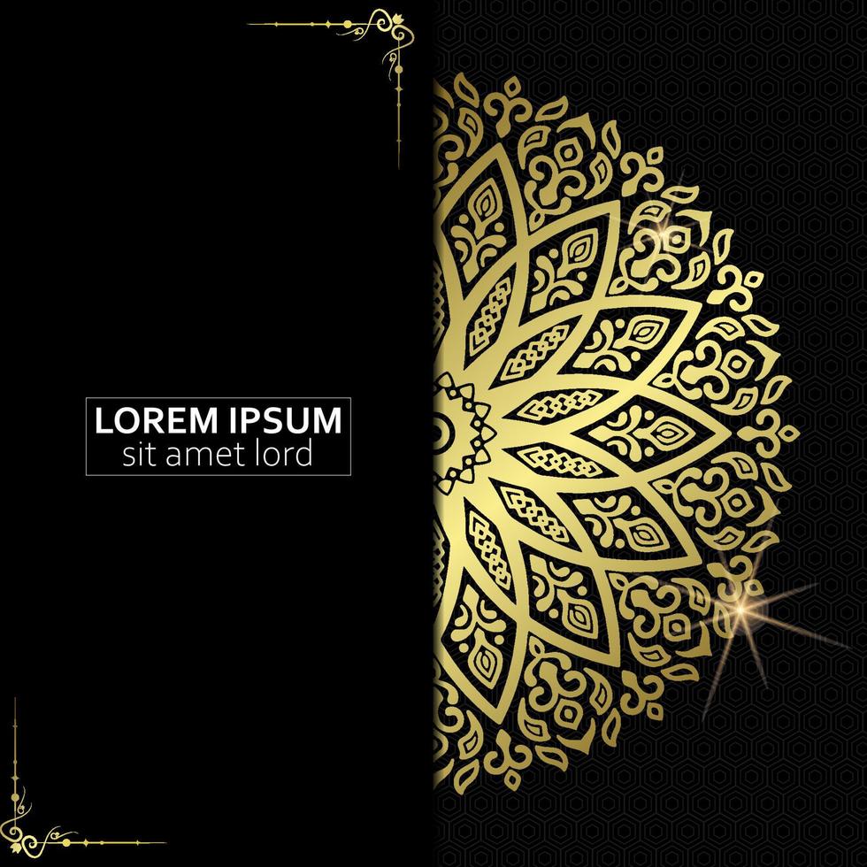 Luxury gold mandala ornate background for wedding invitation, book cover vector