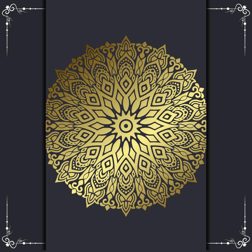 Luxury gold mandala ornate background for wedding invitation, book cover vector