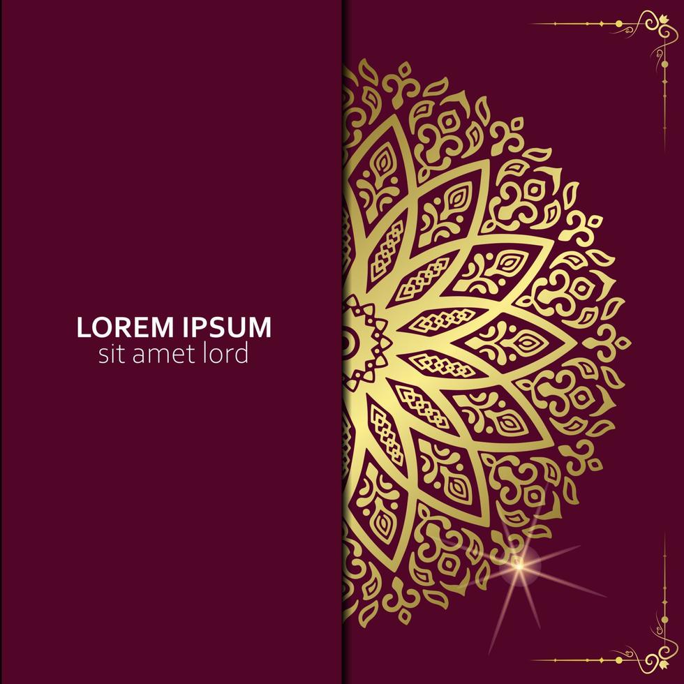 Luxury gold mandala ornate background for wedding invitation, book cover vector