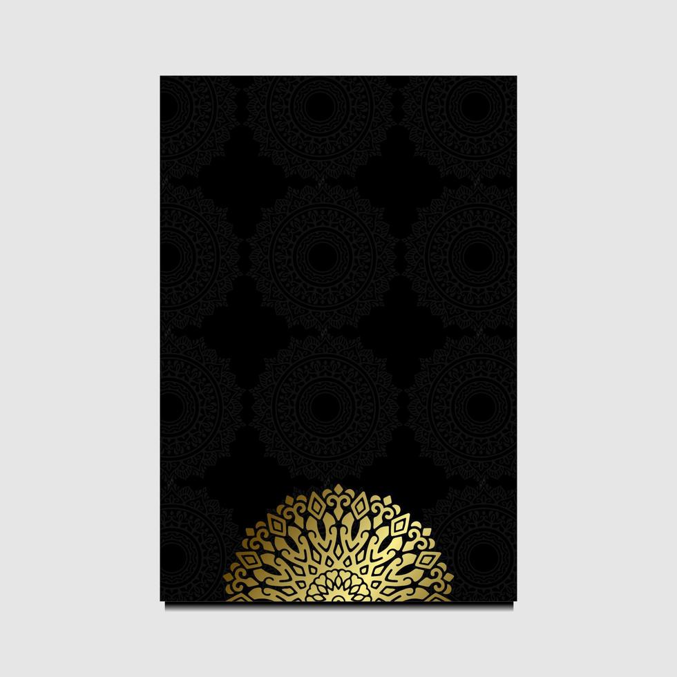 Fondo adornado de mandala de oro de lujo para invitación de boda, portada de libro vector