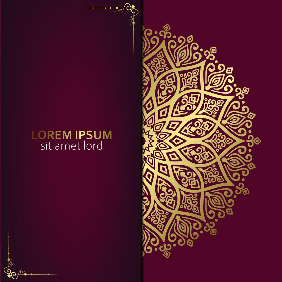 Luxury gold mandala ornate background for wedding invitation, book cover vector