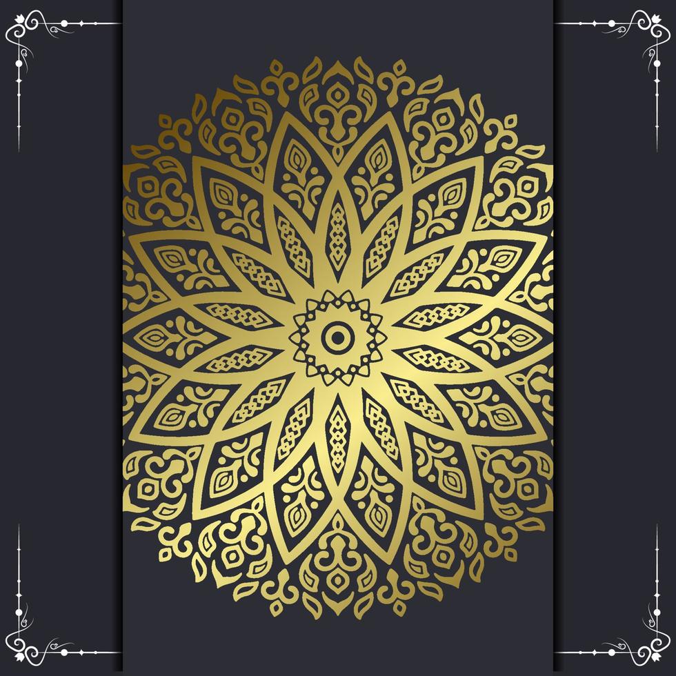 Luxury gold mandala ornate background for wedding invitation, book cover vector