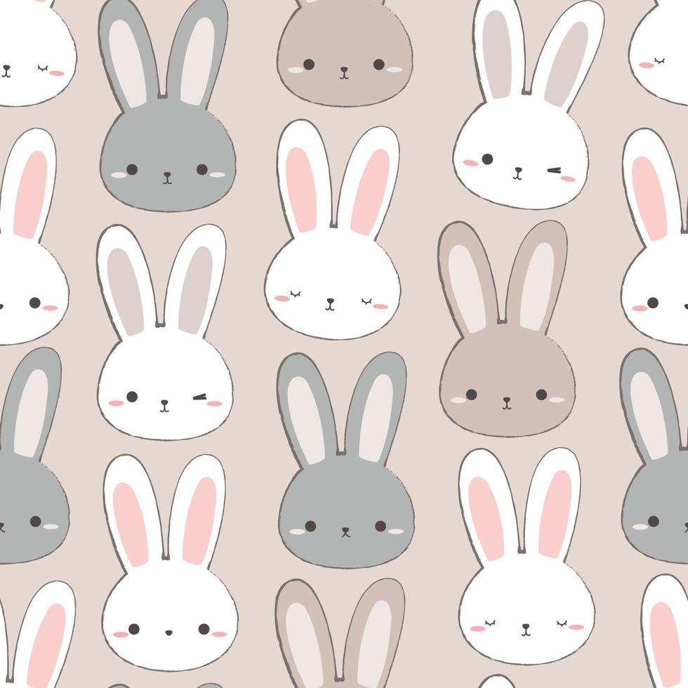 seamless pattern with rabbit bunny head cartoon doodle illustration vector