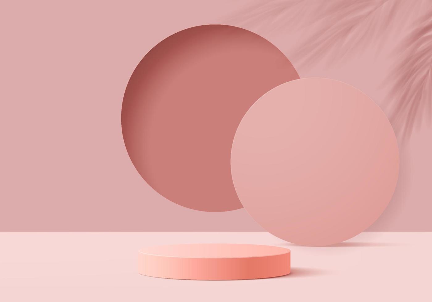 Podio rosa mínimo y escena con vector de render 3d en composición de fondo abstracto, ilustración 3d simulacro de formas de plataforma de forma de geometría de escena para exhibición de productos. escenario para producto en moderno.