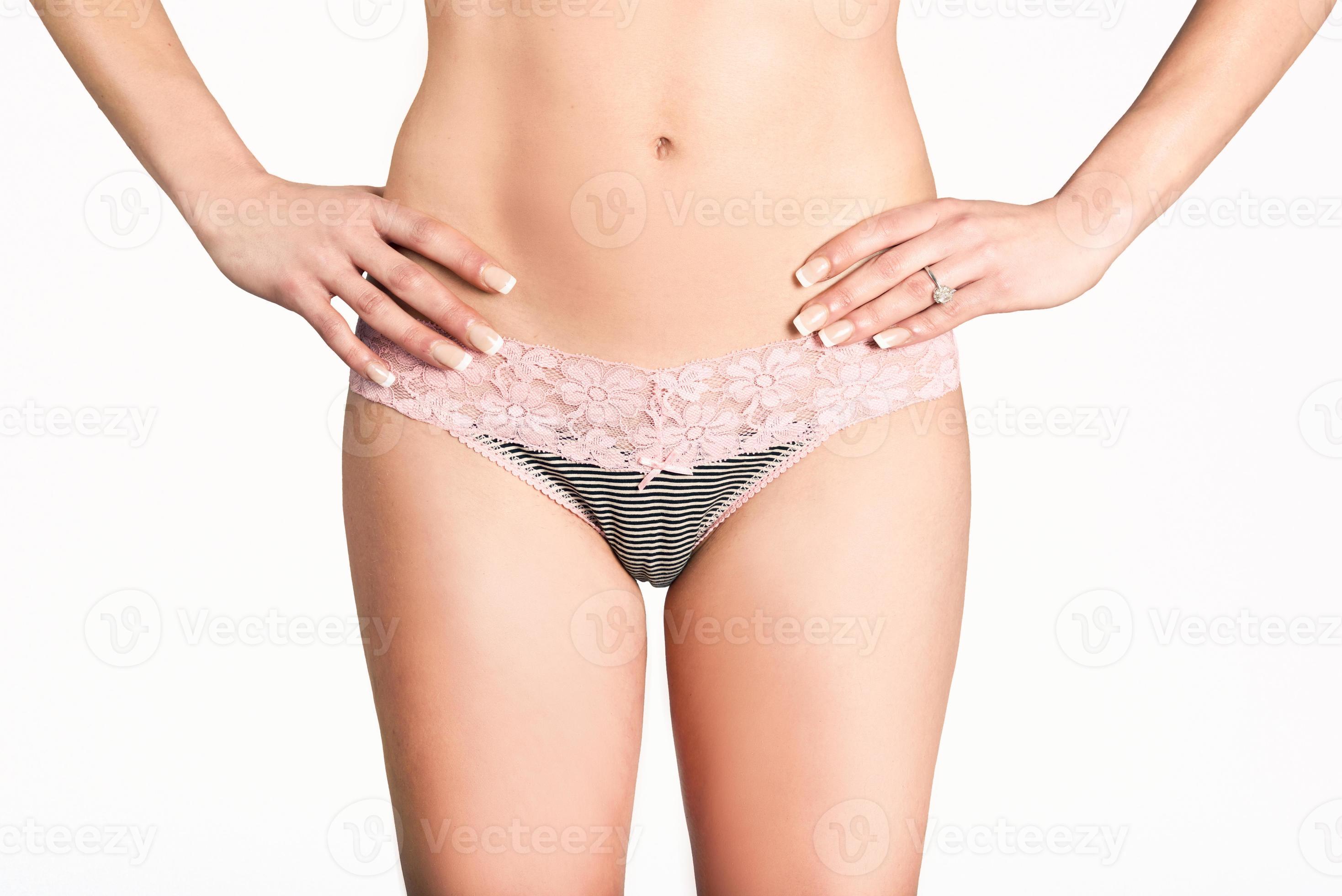 Sexy woman wearing pink panties with bow front view 4575521 Stock